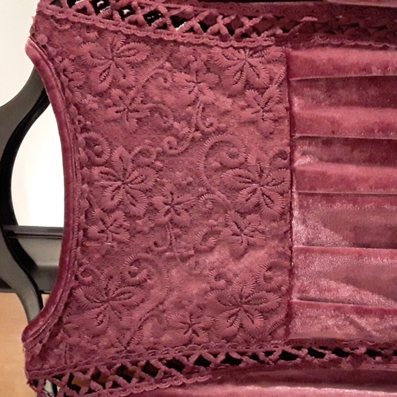 Goth renaissance purple embroidered velvet lace fairy medieval dress S - Picture 7 of 10